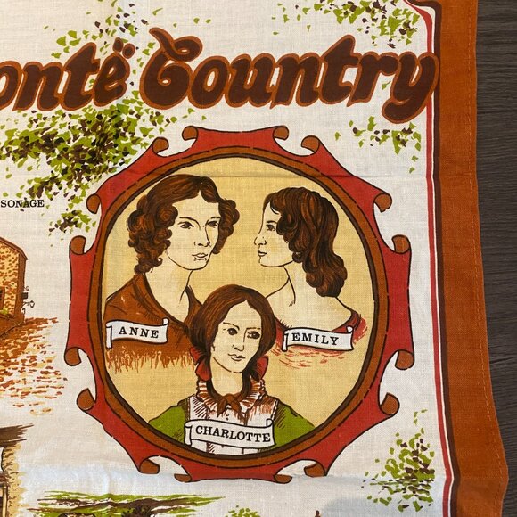 Bronte Country Vintage Tea Towel The Bronte Sisters and Landmarks in Haworth - Picture 5 of 10